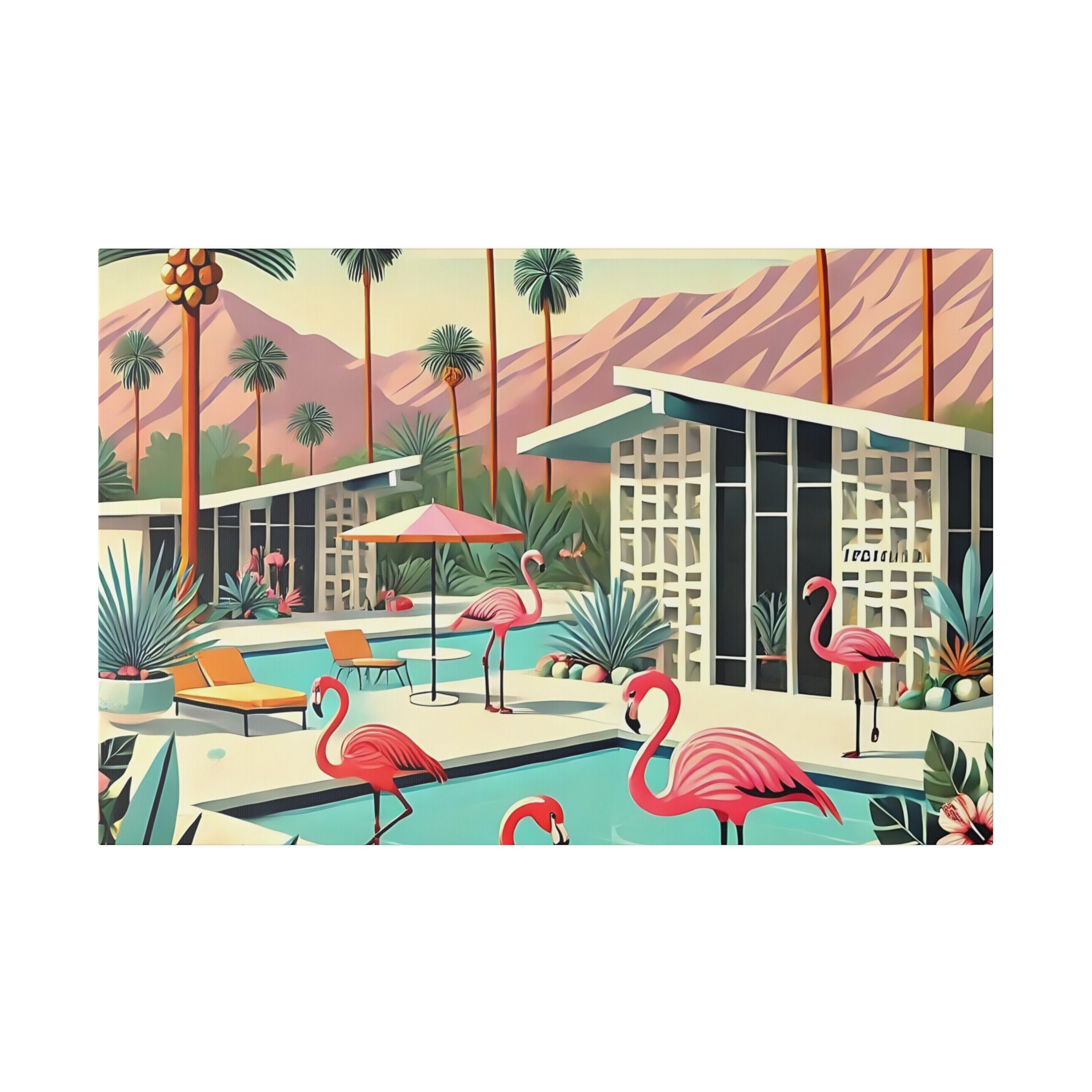 50s Mid Century Modern Wall Art, Palm Springs Flamingo Breeze Block MCM Art