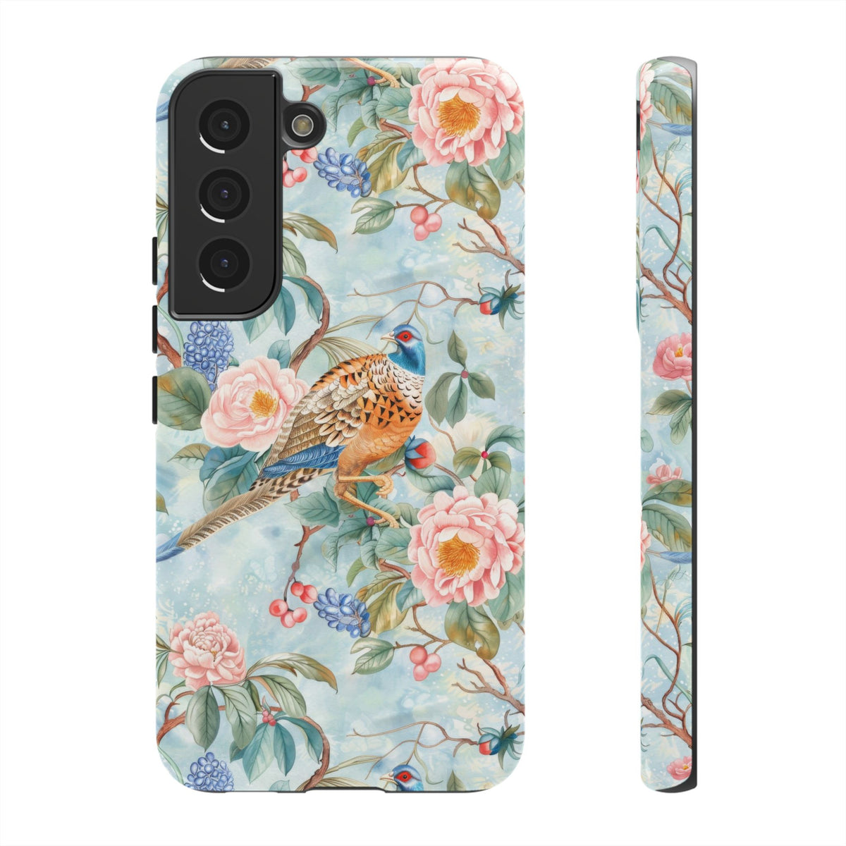 Chinoiserie Designed Floral Pheasant Phone Case with Bird Design - Mid Century Modern Gal