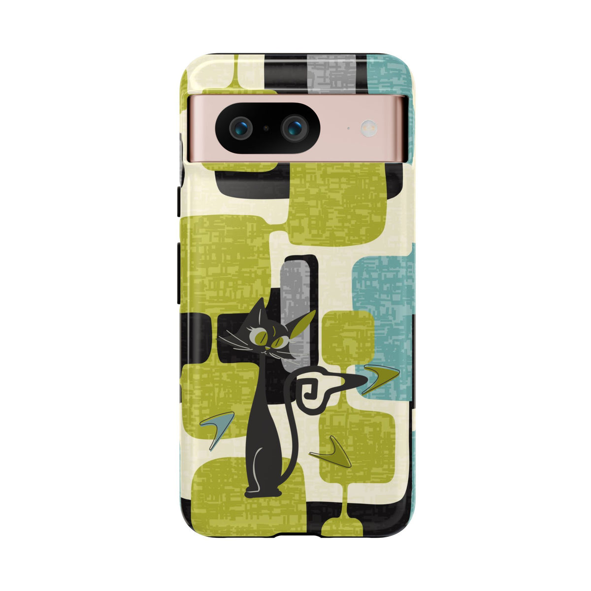 Mid Century Modern Geometric Kitschy Cat, Boomerang Retro Smart Phone Tough Cases