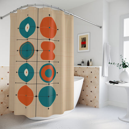Mid-Century Modern Shower Curtain - Geometric Design for Stylish Bathrooms - Mid Century Modern Gal