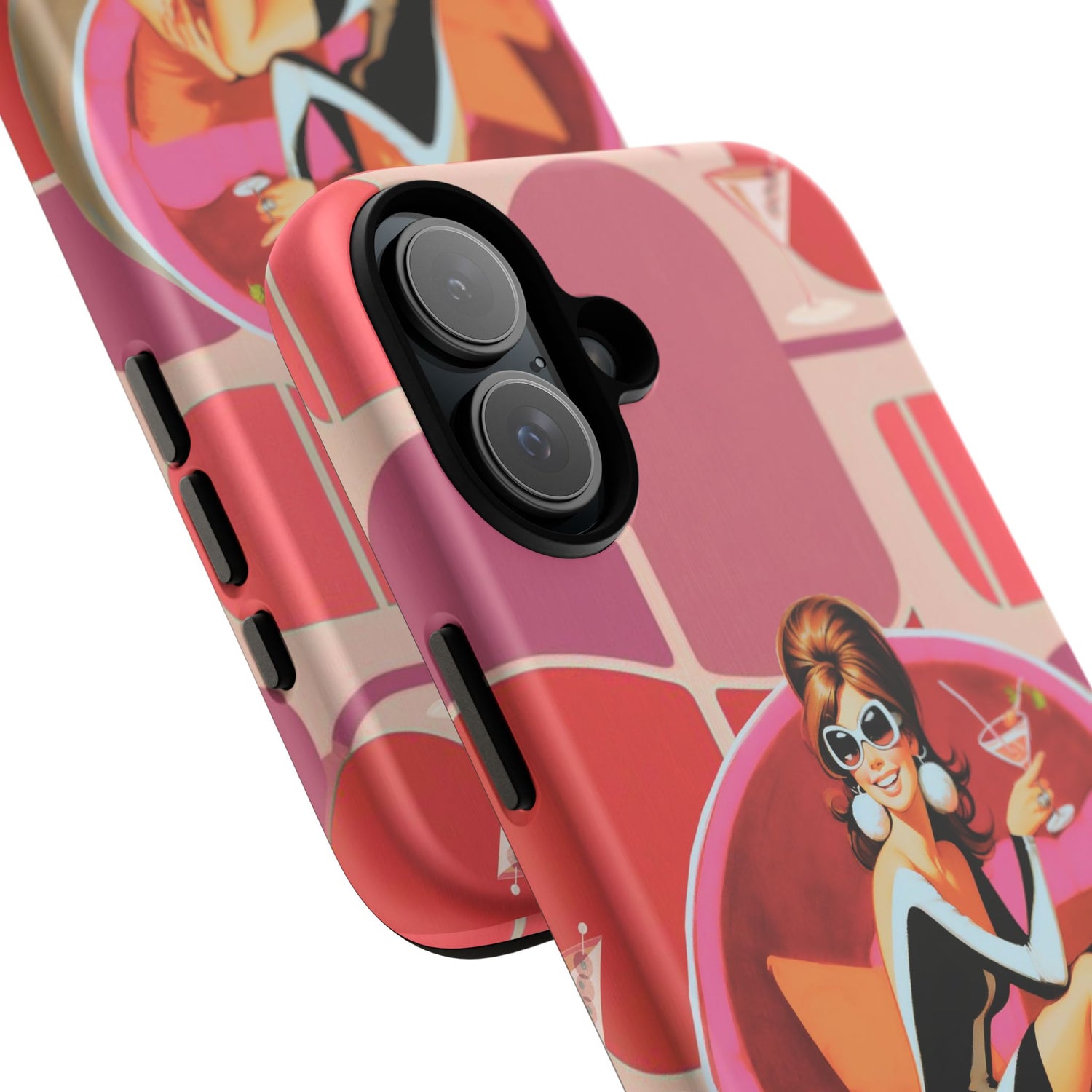 Mid Mod 60s Mod Gal, Kick Back Enjoy, Retro Chic Phone Case with Cocktail Design