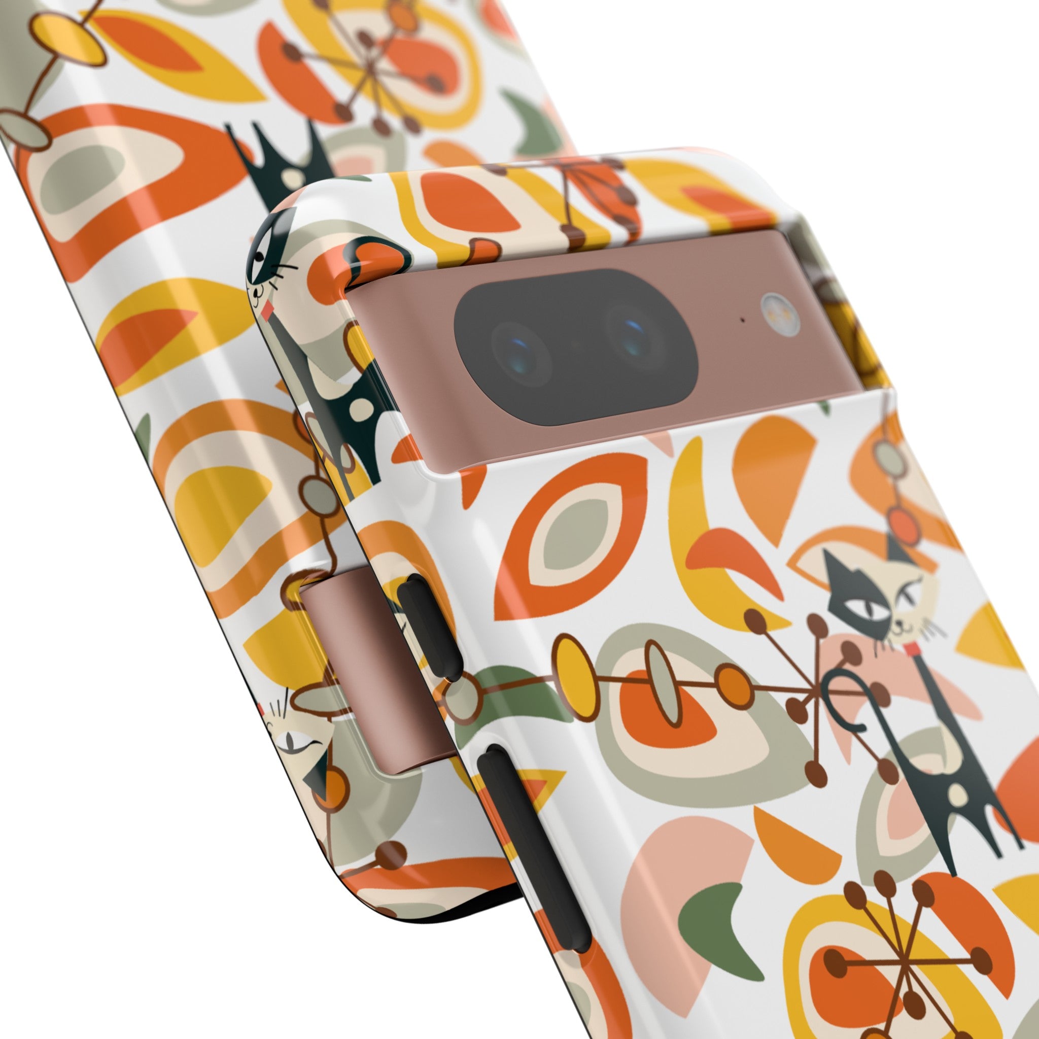 Atomic Cat Mid Mod Orange, Yellow, Groovy Cat Smart Phone Tough Cases