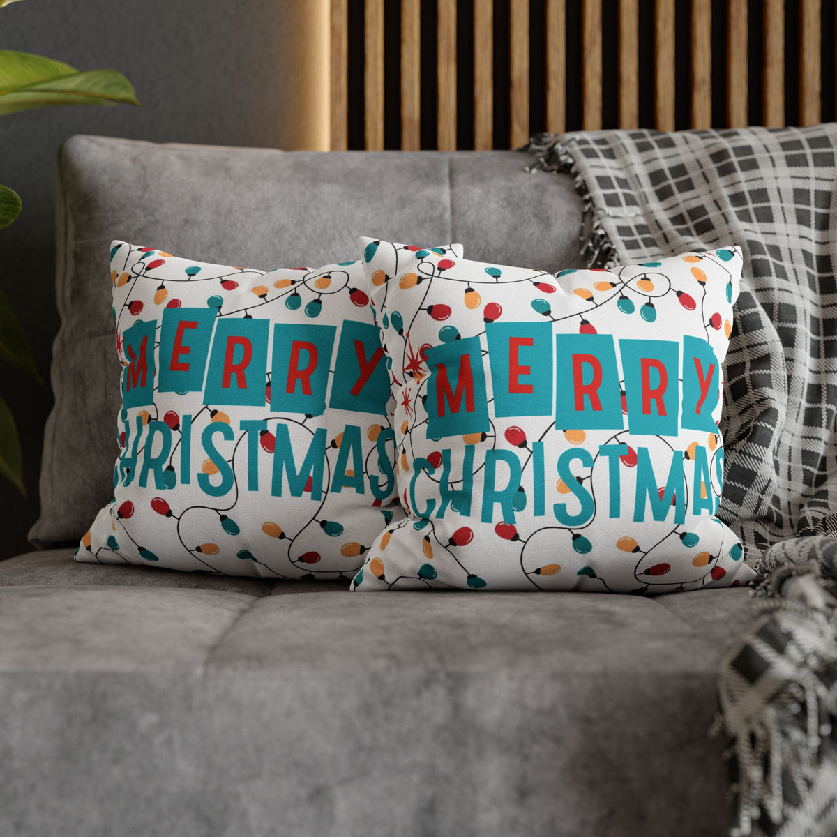 Merry Christmas Pillowcase, Cozy Home Decor, Holiday Gift, Festive Cushion Cover, Christmas Decor, Winter Vibes - Mid Century Modern Gal