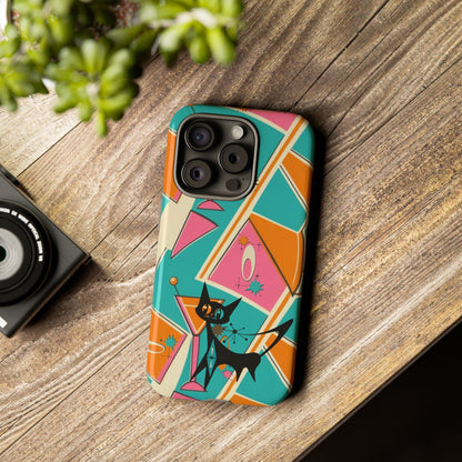 Atomic Cat Mid Mod Retro Cat Phone Case - Tough Cases for Stylish Cat Lovers