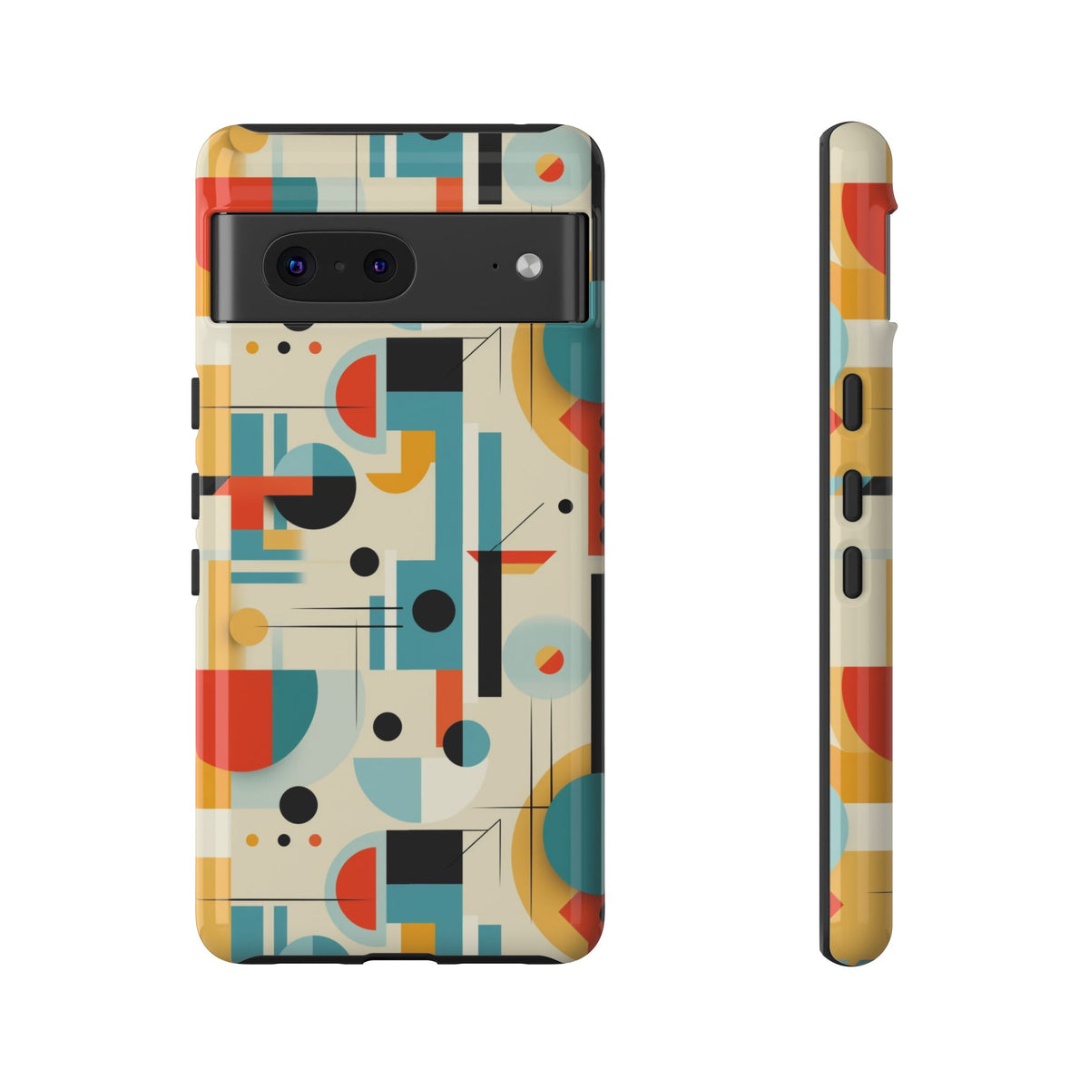 Bauhaus Designed Mid Mod Geometric Groovy Smart Phone, iPhone, Samsung Compatible Tough Cases - Mid Century Modern Gal