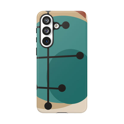 Mid Century Mod, Geometric, Retro Beige Teal Blue, Smart Phones Tough Phone Cases