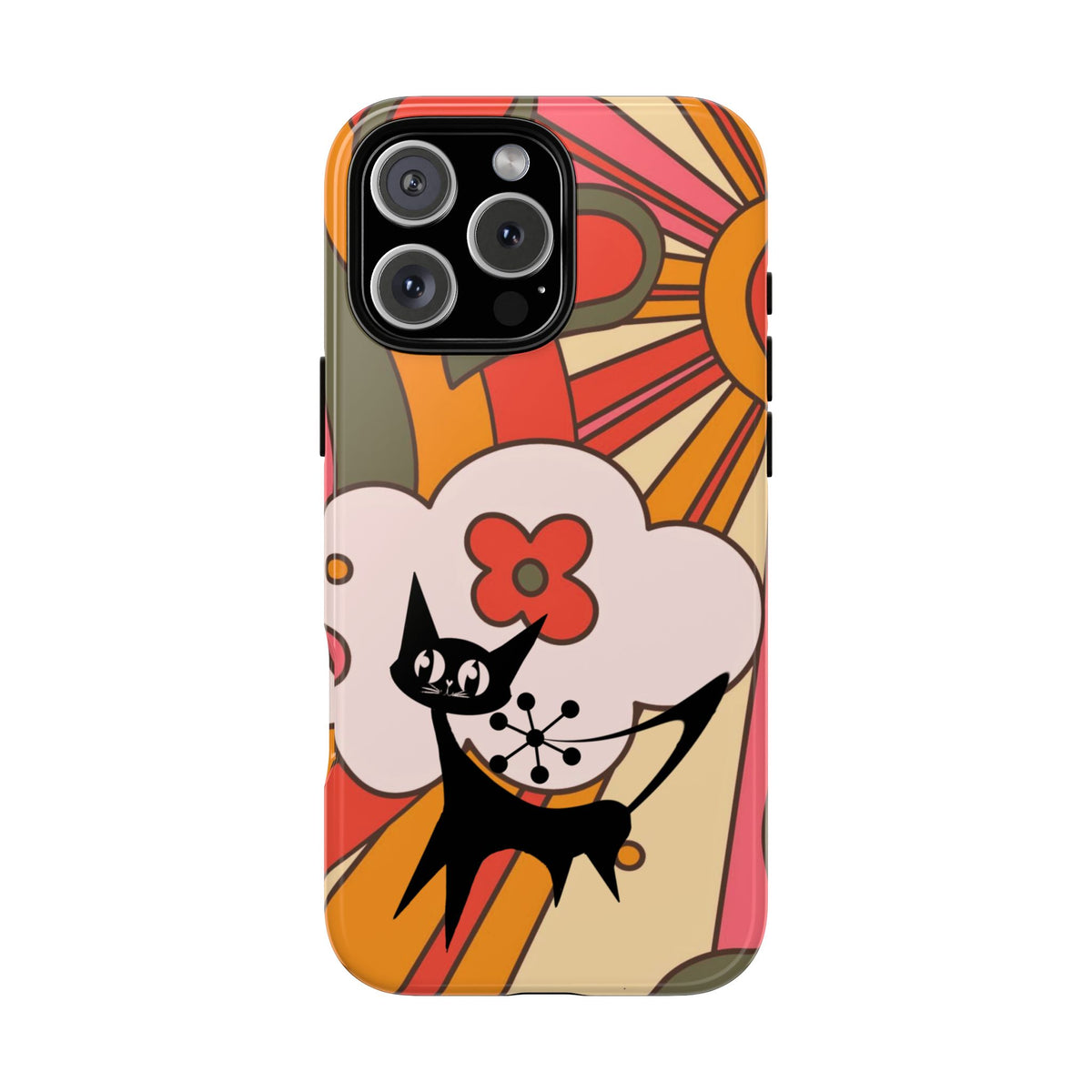 Atomic Cat, Retro Sunburst, Groovy Mod Smart Phone Tough Phone Cases