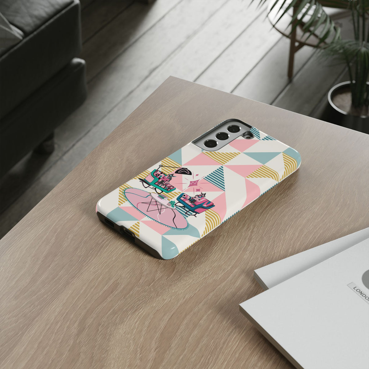 Atomic Cats Reading, Book Talk, Book Lover, Retro Chic Phone Case with Retro Vibe - Cozy Living Room Design