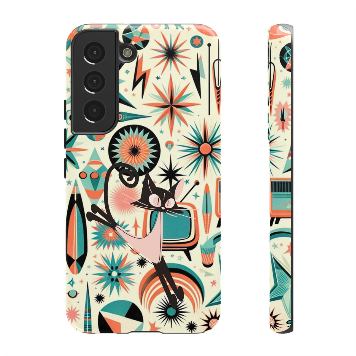 Atomic Kitty Boomerang Space Kitty Mid Century Modern Samsung, Smart Phone, Tough Cases - Mid Century Modern Gal