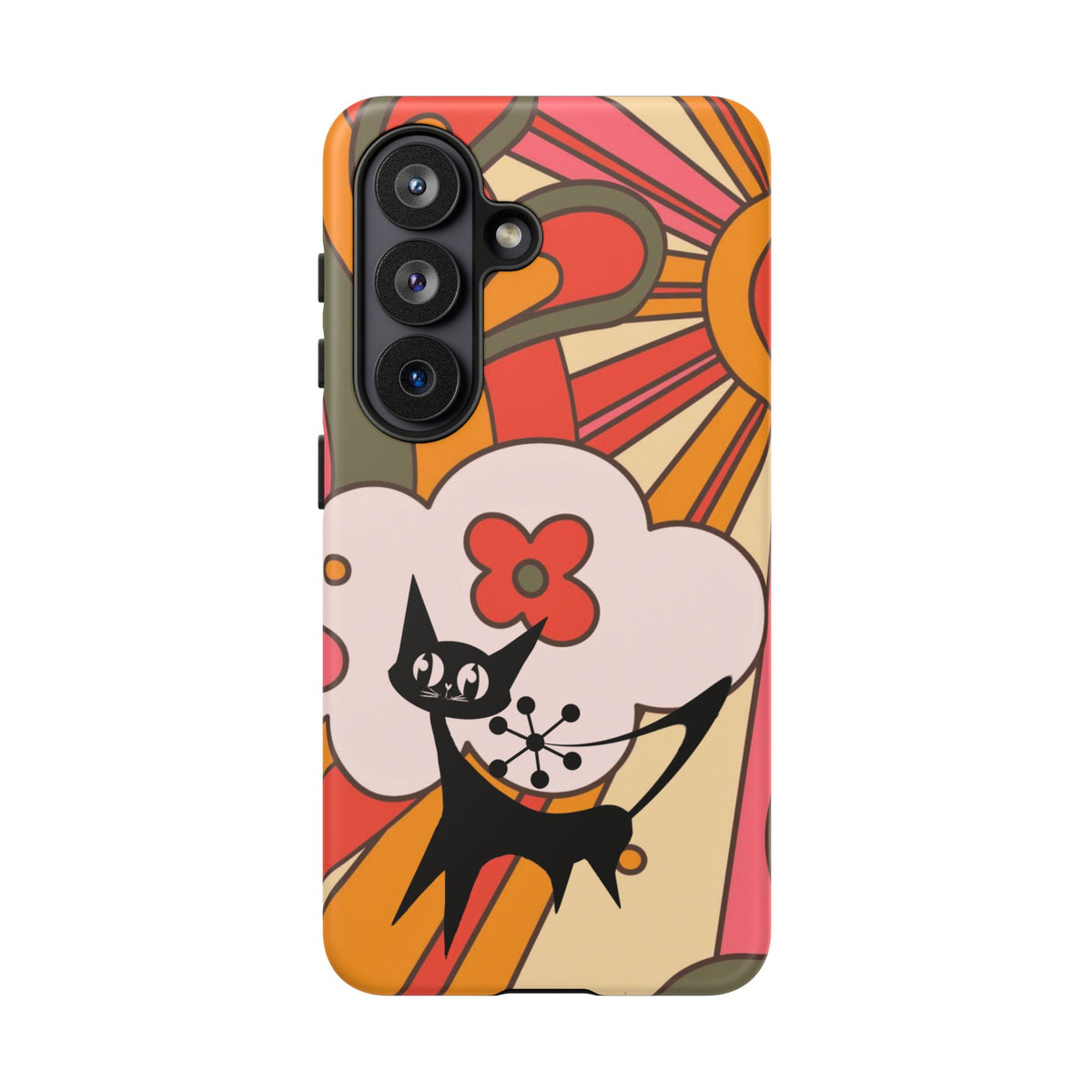 Atomic Cat, Retro Sunburst, Groovy Mod Smart Phone Tough Phone Cases
