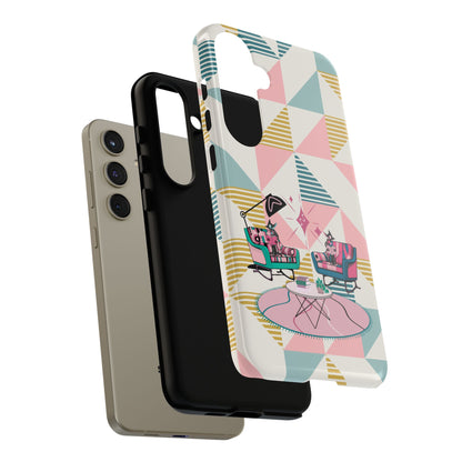 Atomic Cats Reading, Book Talk, Book Lover, Retro Chic Phone Case with Retro Vibe - Cozy Living Room Design
