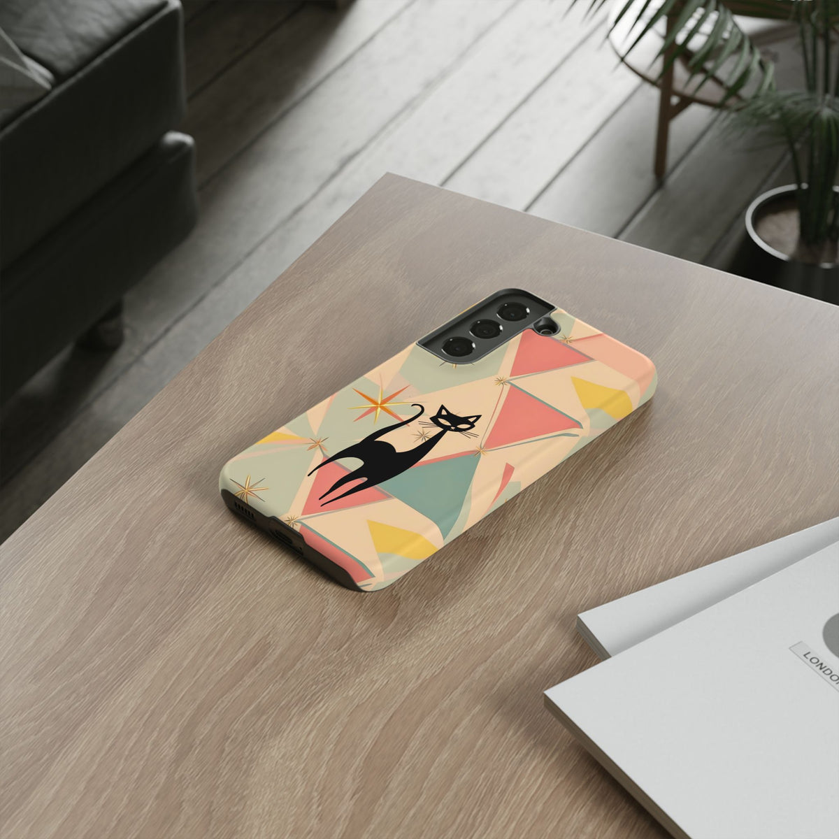 Atomic Cat Mid Mod Retro Cat Phone Case | Tough Cases with Vintage Vibe | Ideal for Cat Lovers