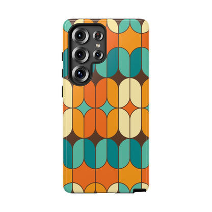 Mid Century Modern Orange, Teal Geometric Mod Designed Tough Phone Case