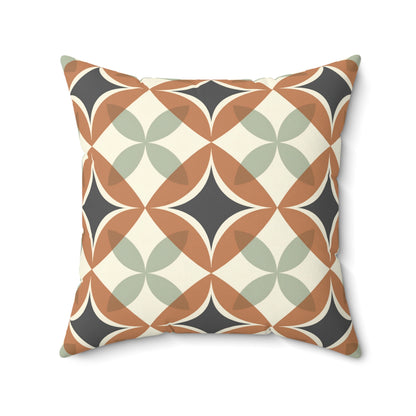 Mid Century Modern Interlocking Geometric, Terracotta Sage Charcoal Pillow Cover and Insert - Mid Century Modern Gal