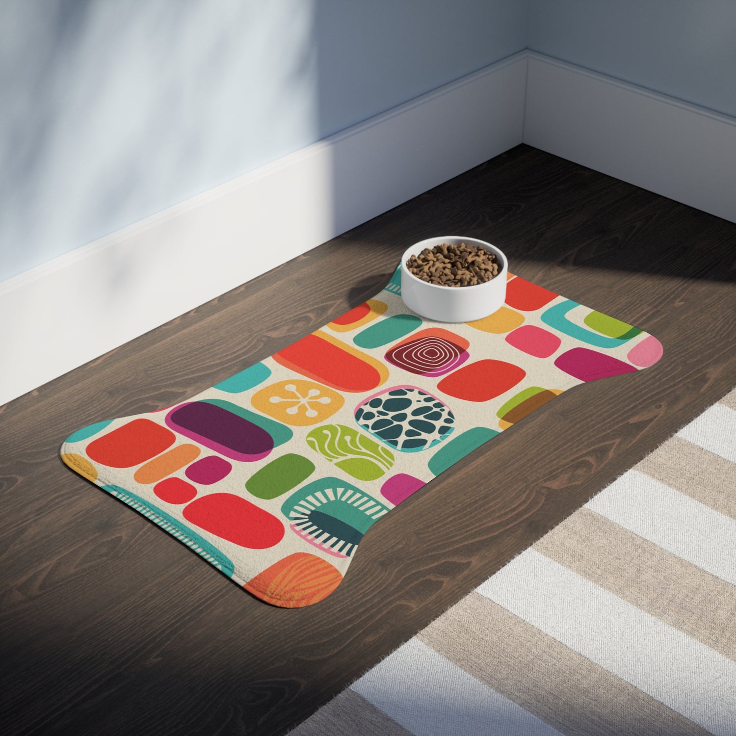 Mid Century Modern Amoeba Design, MCM Cat, Dog Feeding Mat - Mid Century Modern Gal