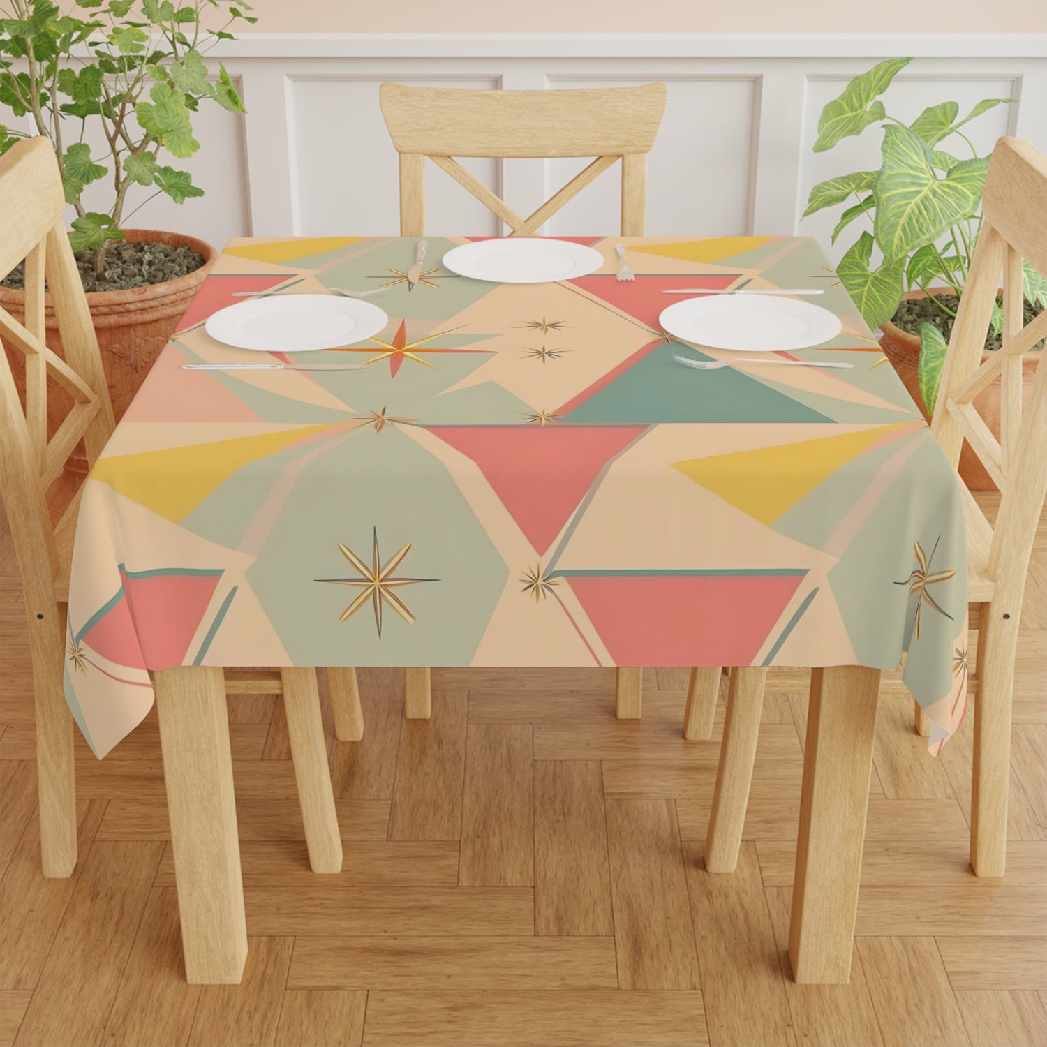 Atomic Starburst Mid Century Modern Table Linens, Retro Geometric Tablecloth - Mid Century Modern Gal