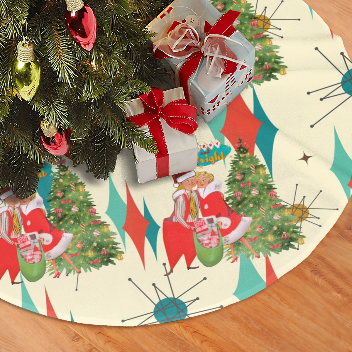Mid Century Modern Kitschy Retro Vintage Christmas Tree Skirt - Mid Century Modern Gal