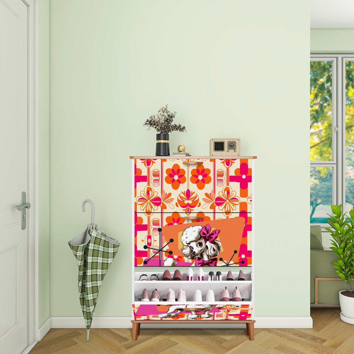 Mid Century Modern Poodle 50s Kitschy Retro Shoe Cabinet