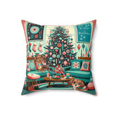 Daschund Dog Christmas Pillow Home Decor 18" × 18" Mid Century Modern Gal