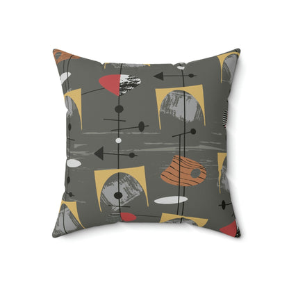 Mid Century Modern, Abstract Charcoal Gray Modern Pillow Case And Insert Home Decor 18&quot; × 18&quot;