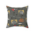 Mid Century Modern, Abstract Charcoal Gray Modern Pillow Case And Insert Home Decor 18" × 18"