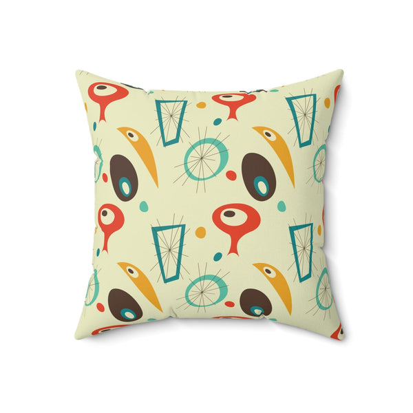 Mid Century Modern Abstract, Starbursts, MCM Mustard Yellow, Burnt Orange, Teal, Aqua MCM Palm Springs Cali Decor Pillow