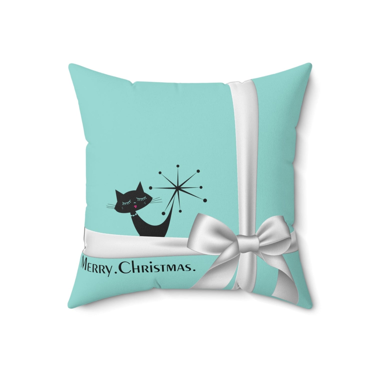 Mid Century Modern Atomic Cat, Christmas Pillow And Insert Home Decor 18&quot; × 18&quot;