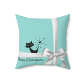 Mid Century Modern Atomic Cat, Christmas Pillow And Insert Home Decor 18" × 18"