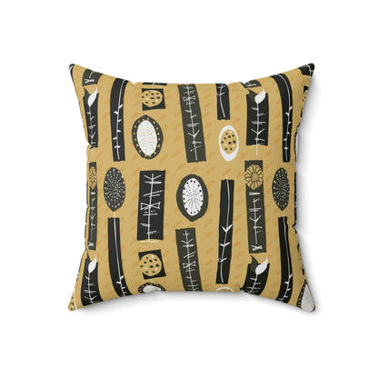 Mid Century Modern Mustard Yellow, Abstract Mid Modernist Pillow Case And Insert Home Decor 18&quot; × 18&quot;