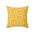 Mid Century Modern, Mustard Yellow, Orange, Geometric Retro Design Pillow Case And Insert Home Decor 18" × 18"