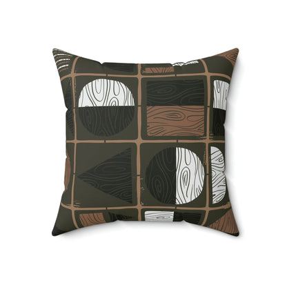 Mid Century Modern Olive Green, Brown, Black, Geometric, Bold Funky Retro Pillow Case And Insert Home Decor 18&quot; × 18&quot;