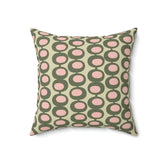 Mid Century Modern Olive Green, Pink, Martini Olive Vibes, Retro Square Pillow Home Decor 18" × 18"