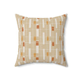 Mid Century Modern Pillow Decor, Bone Beige, Geometric, Rust,Retro Pillow Cover And Insert Home Decor 18" × 18"