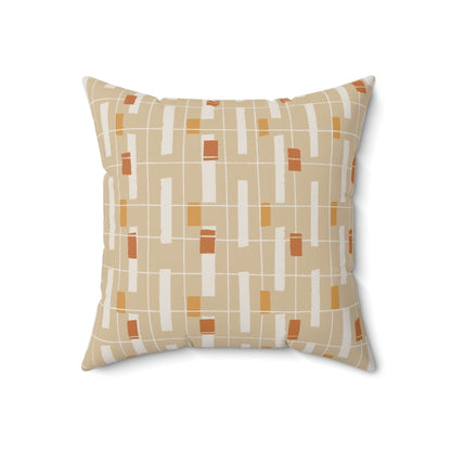 Mid Century Modern Pillow Decor, Bone Beige, Geometric, Rust,Retro Pillow Cover And Insert Home Decor 18&quot; × 18&quot;