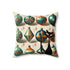 Mid Century Modern Shiny Brite, Atomic Cat, Retro Green, Orange, Retro Mod Pillow And Insert Home Decor 18" × 18"
