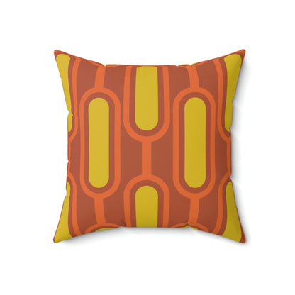 Mod Orange, Mustard Yellow, Groovy Mid Century Modern Pillow Case And Insert Home Decor 18&quot; × 18&quot;