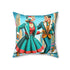 New York City Rockefeller Station Skate Rink, Retro Couple Winter Pillow And Insert Home Decor 18" × 18"