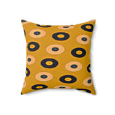 Retro Records, Groovy Mid Century Modern Mustard Yellow Pillow Case And Insert Home Decor 18" × 18"