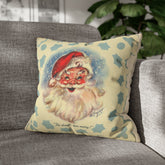 Vintage Santa, Christmas Snowflake, Smiling Santa Pillow Cover Home Decor 18" × 18" Mid Century Modern Gal