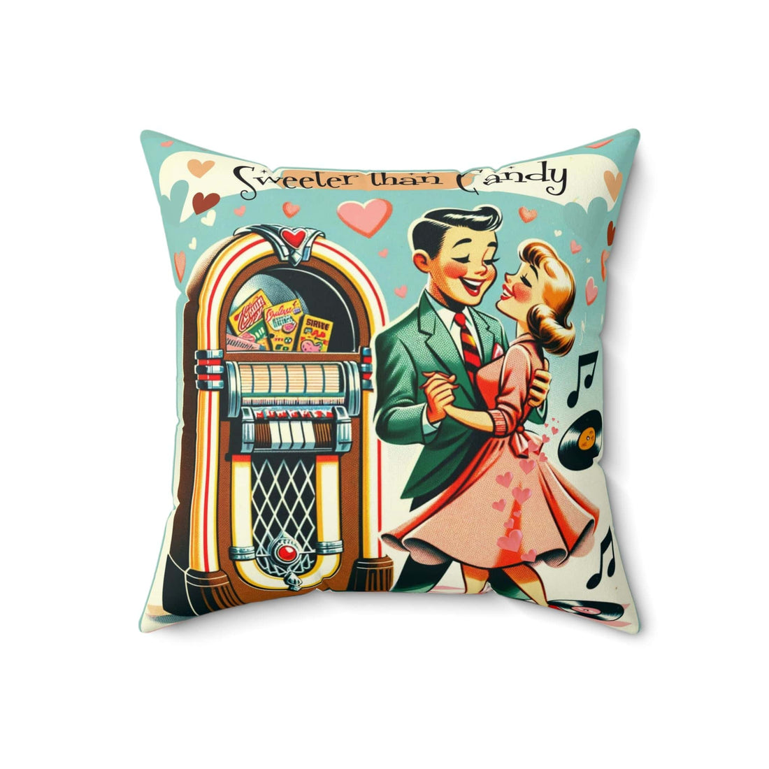 Vintage Valentine Love, Sweeter Than Candy, Retro Couple, Sweetheart Pillow And Insert Home Decor 18&quot; × 18&quot;