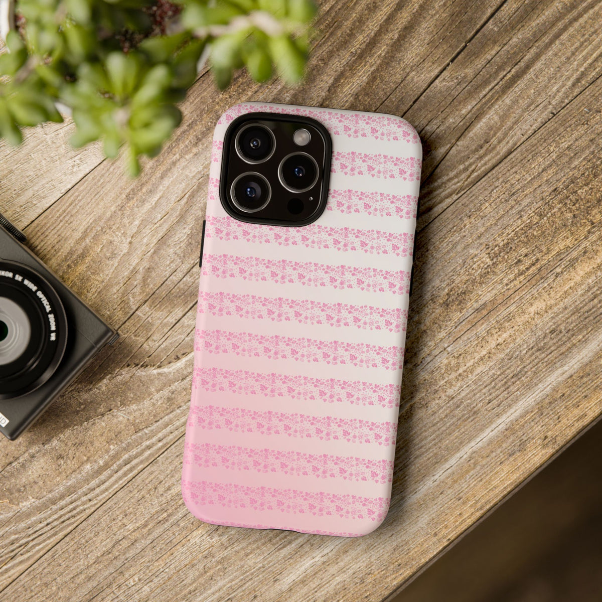 Pink Pyrex Gooseberry Striped Phone Case, Stylish Phone Cover, Tough Protective Case, Cute Cell Phone Case, Trending Gift for Her