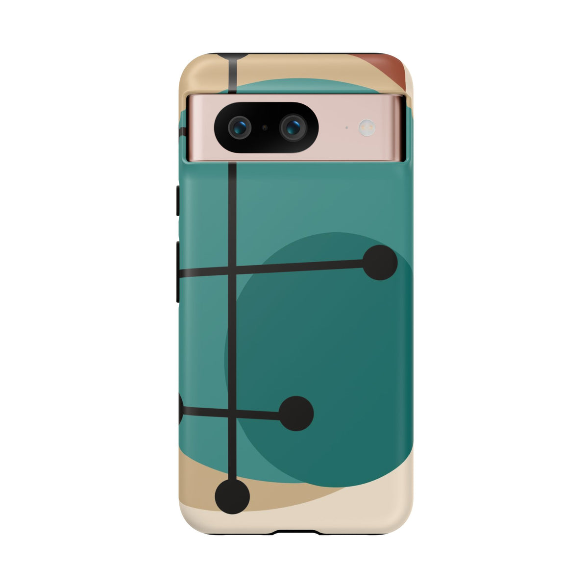 Mid Century Mod, Geometric, Retro Beige Teal Blue, Smart Phones Tough Phone Cases