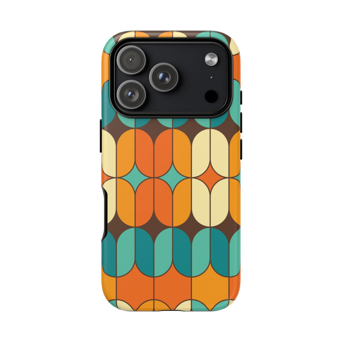Mid Century Modern Orange, Teal Geometric Mod Designed Tough Phone Case