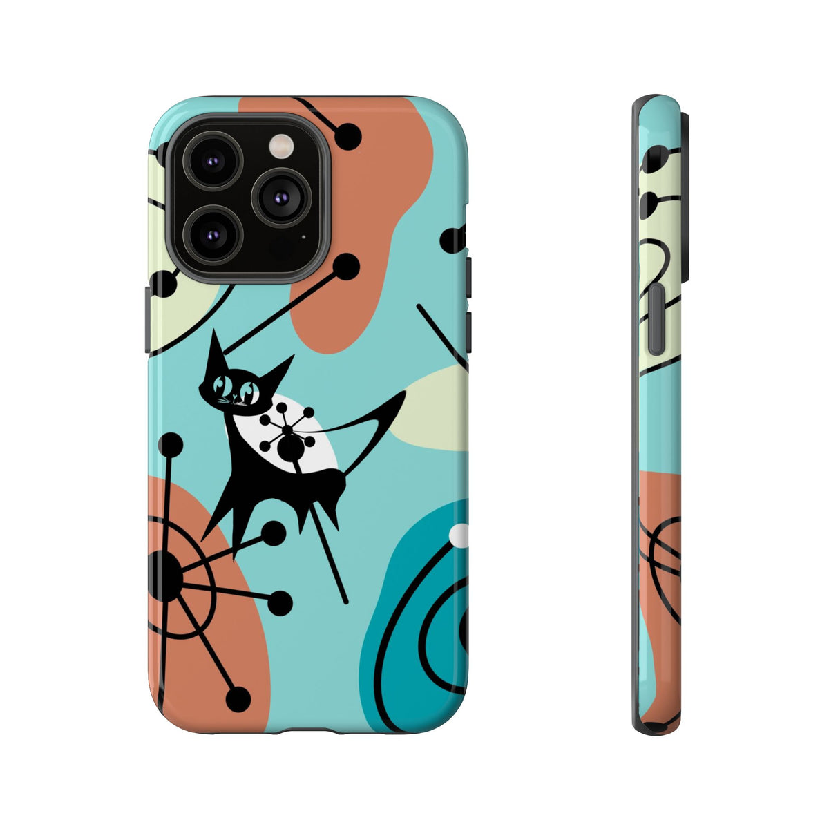 Atomic Kittie, Mid Century Modern Geometric Amoeba Retro Smart PhoneTough Phone