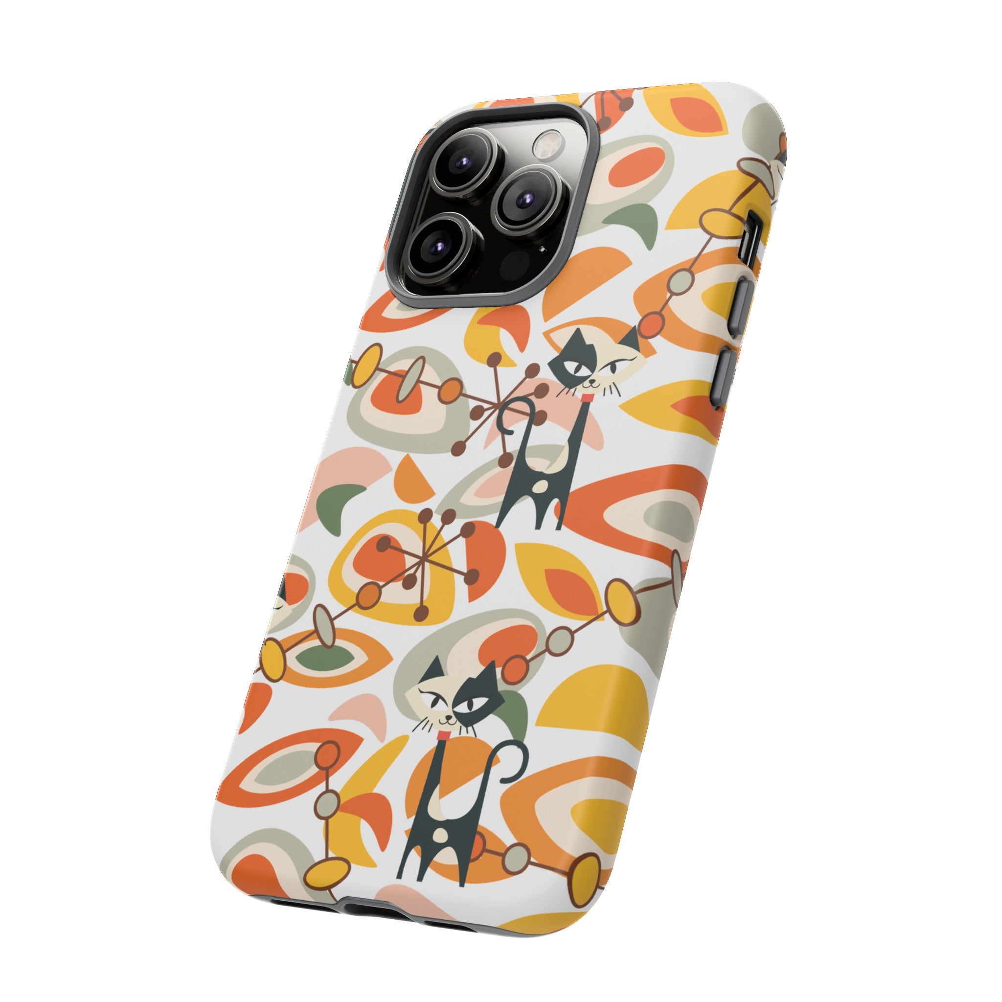 Atomic Cat Mid Mod Orange, Yellow, Groovy Cat Smart Phone Tough Cases