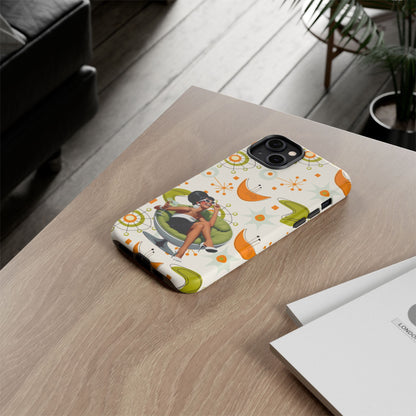 Mid Century Modern Atomic Starburst Mid Mod 60s Gal Retro Chic Tough Phone Case with Vintage Glamour Design