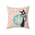 Atomic Cat, Groovy Retro Mid Century Modern Coral Pink, Blue, Orange, Hipster Pillow And Insert - Mid Century Modern Gal