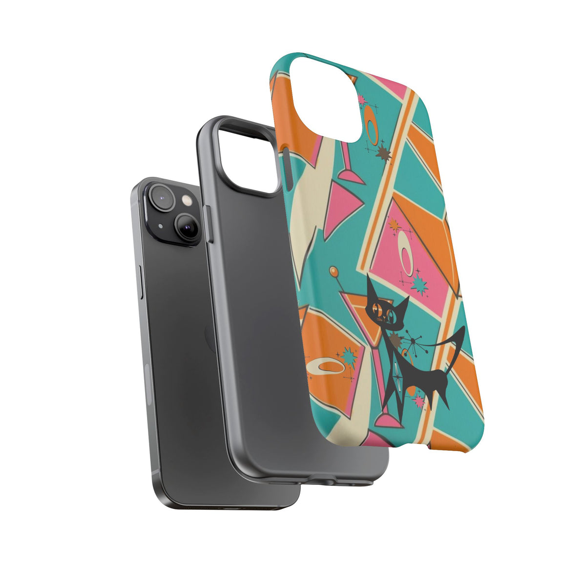 Atomic Cat Mid Mod Retro Cat Phone Case - Tough Cases for Stylish Cat Lovers