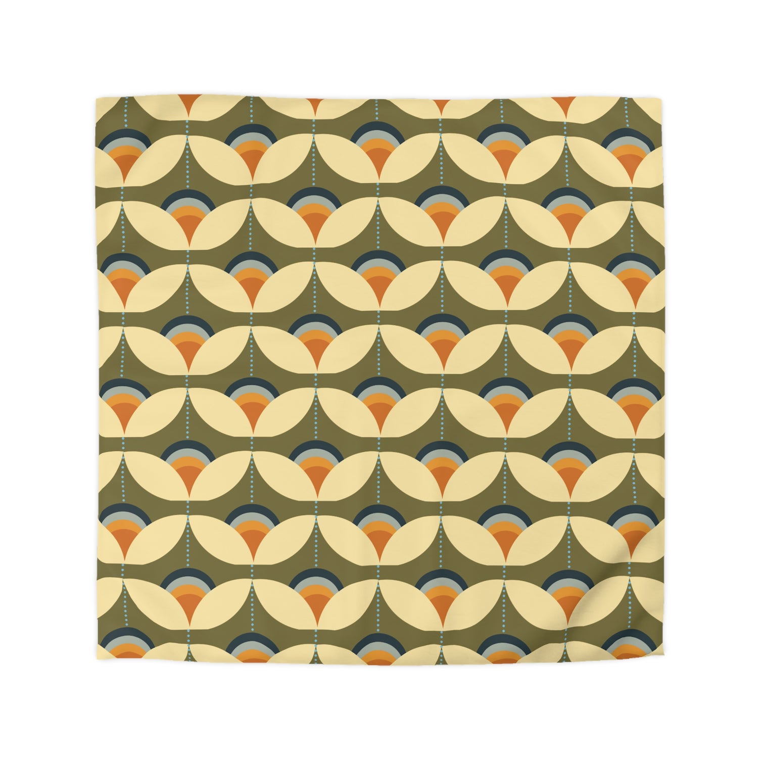 Scandinavian Modern Danish, Green, Beige Orange, Blue, Mid Century Modern Designed Duvet Cover