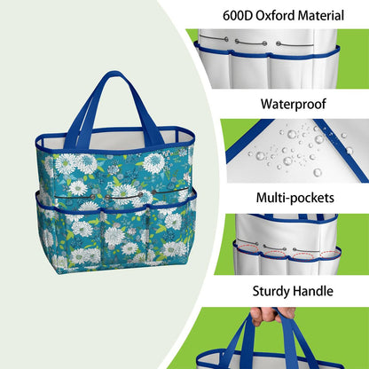 Chinoiserie Floral Teal Green White Elegant Garden Tool Bag
